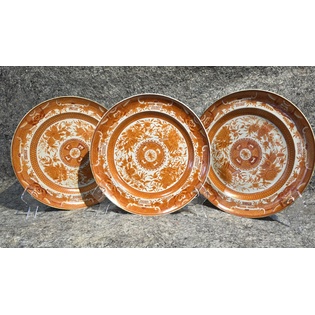 A rare set of 3 Orange Fitzhugh 10" plates. Wonderful condition circa 1800