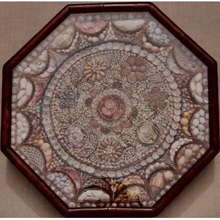 Rare, large, single sailor's valentines with a wreath of flowers